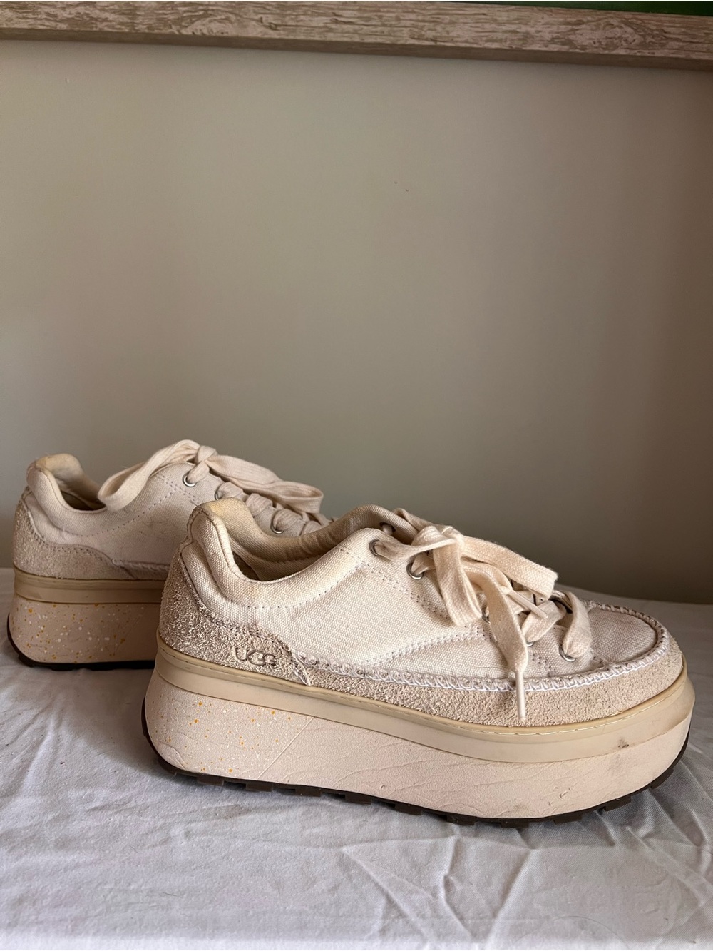 UGG Cream Platform Lace-Up Sneakers - Picture 2 of 6